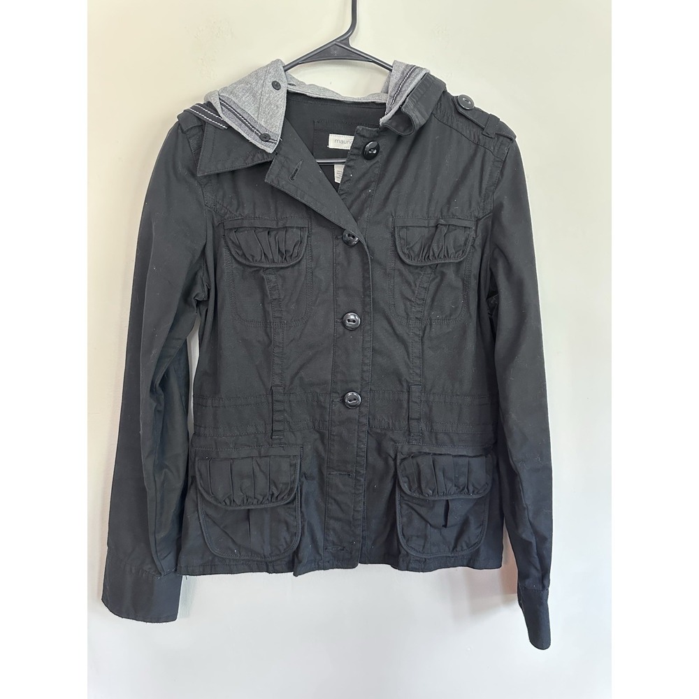 2000s Y2K Maurice's Grunge Utility Black Two Toned Flap Pocket Jacket MEDIUM